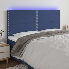 Vidaxl hoofdbord led 180x5x118 128 cm stof blauw