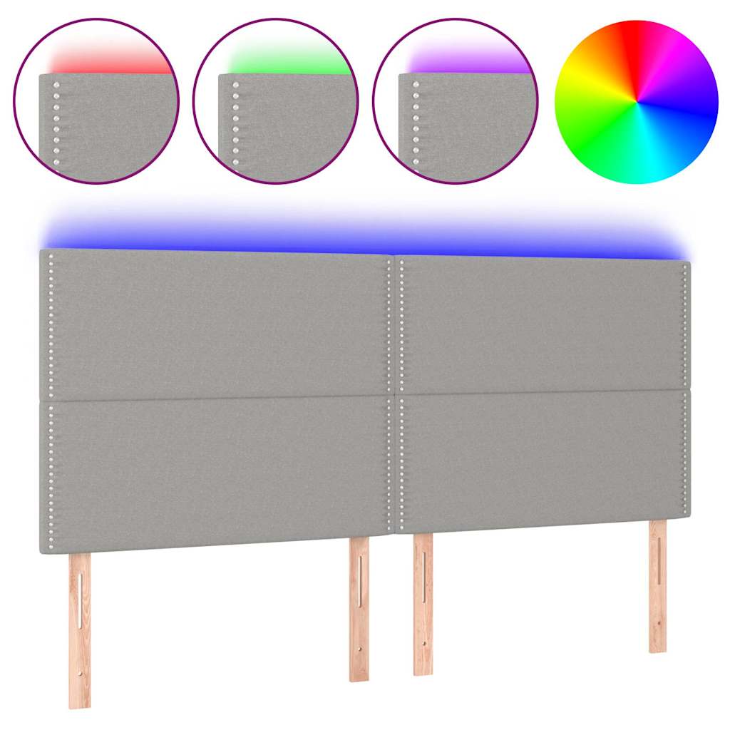 Vidaxl hoofdbord led 200x5x118 128 cm stof lichtgrijs