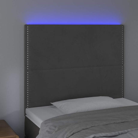 Vidaxl hoofdbord led 80x5x118 128 cm fluweel donkergrijs