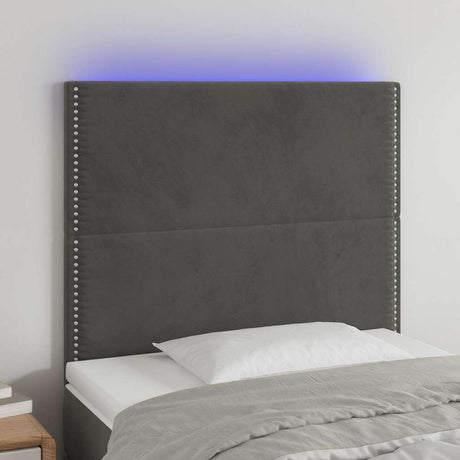 Vidaxl hoofdbord led 90x5x118 128 cm fluweel donkergrijs