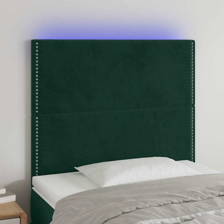Vidaxl hoofdbord led 90x5x118 128 cm fluweel donkergroen