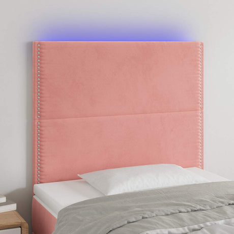 Vidaxl hoofdbord led 90x5x118 128 cm fluweel roze