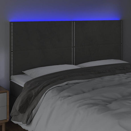 Vidaxl hoofdbord led 160x5x118 128 cm fluweel donkergrijs