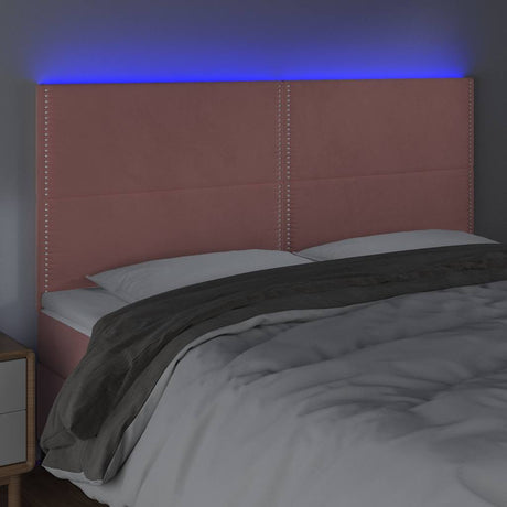 Vidaxl hoofdbord led 160x5x118 128 cm fluweel roze