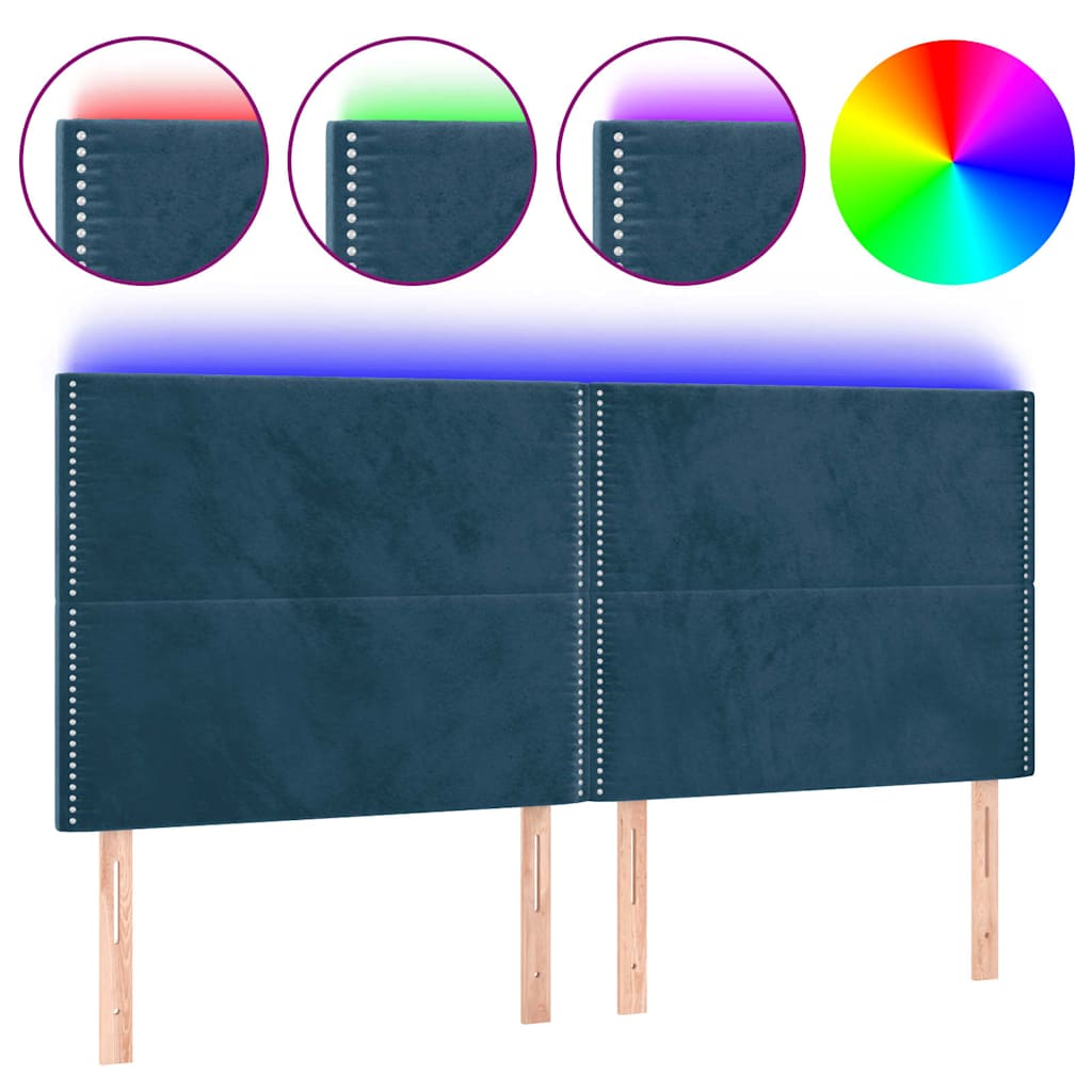 Vidaxl hoofdbord led 200x5x118 128 cm fluweel donkerblauw