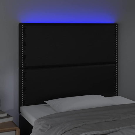 Vidaxl hoofdbord led 100x5x118 128 cm kunstleer zwart