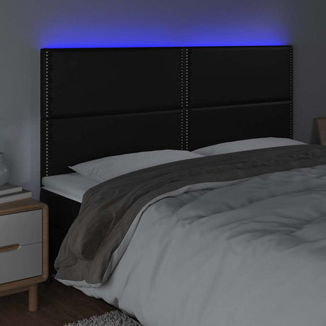 Vidaxl hoofdbord led 180x5x118 128 cm kunstleer zwart