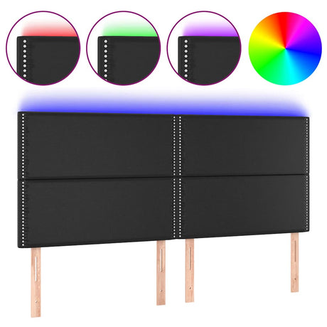Vidaxl hoofdbord led 200x5x118 128 cm kunstleer zwart
