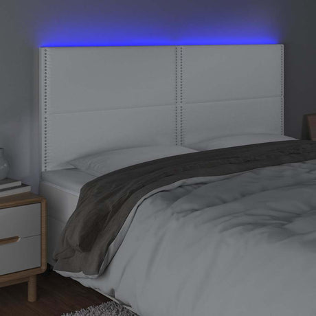Vidaxl hoofdbord led 200x5x118 128 cm kunstleer wit