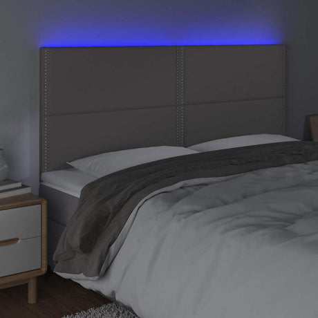 Vidaxl hoofdbord led 200x5x118 128 cm kunstleer grijs