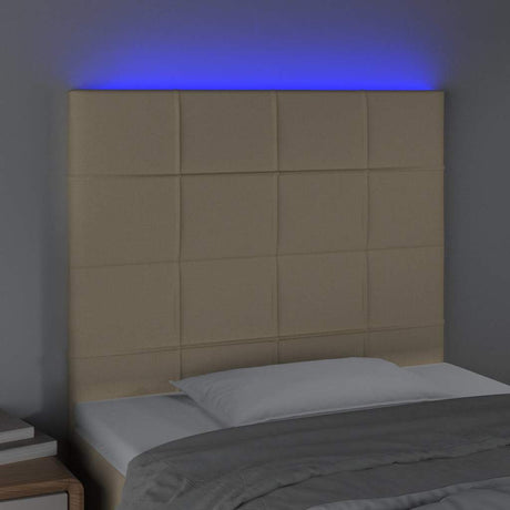 Vidaxl hoofdbord led 90x5x118 128 cm stof crèmekleurig