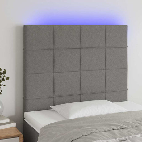 Vidaxl hoofdbord led 100x5x118 128 cm stof donkergrijs