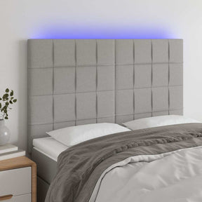 Vidaxl hoofdbord led 144x5x118 128 cm stof lichtgrijs