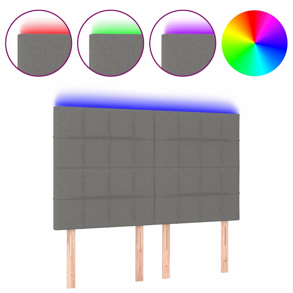 Vidaxl hoofdbord led 144x5x118 128 cm stof donkergrijs