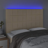 Vidaxl hoofdbord led 144x5x118 128 cm stof crèmekleurig