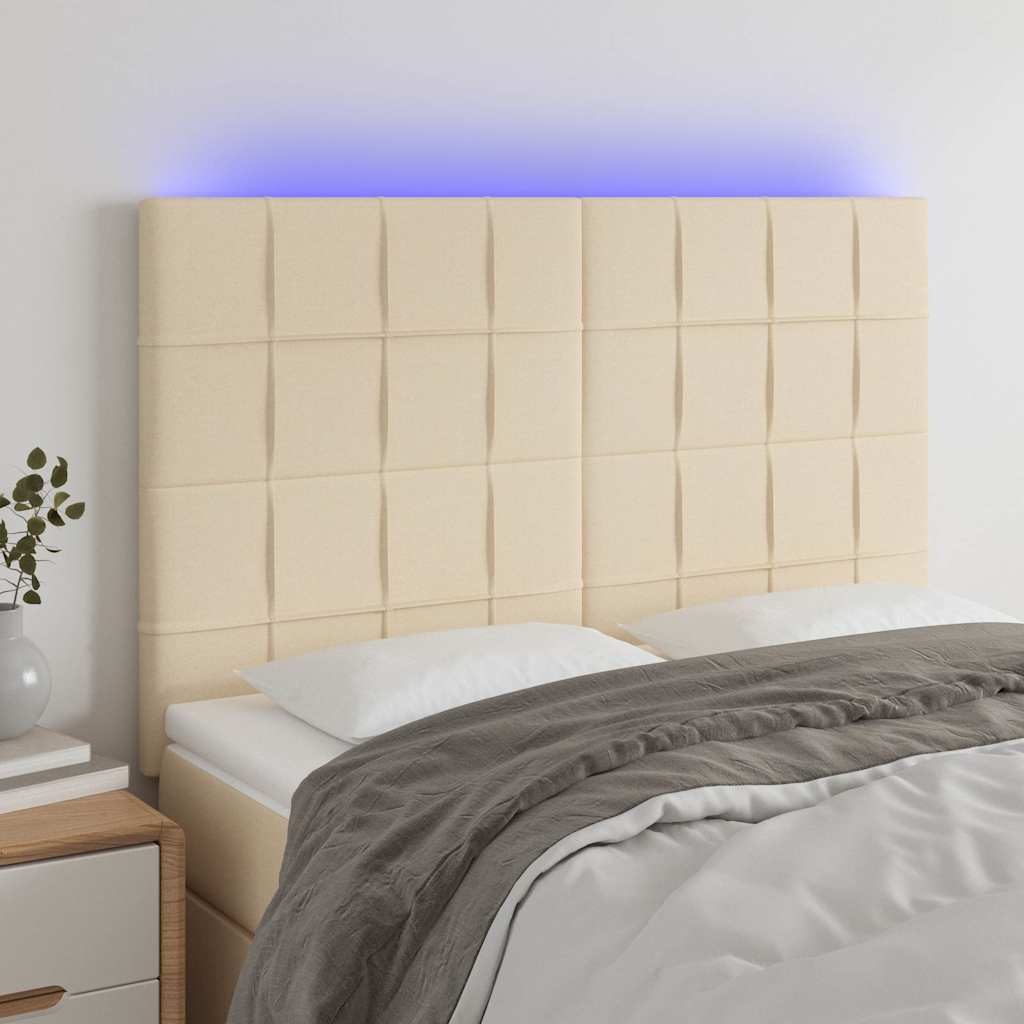 Vidaxl hoofdbord led 144x5x118 128 cm stof crèmekleurig