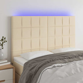 Vidaxl hoofdbord led 144x5x118 128 cm stof crèmekleurig