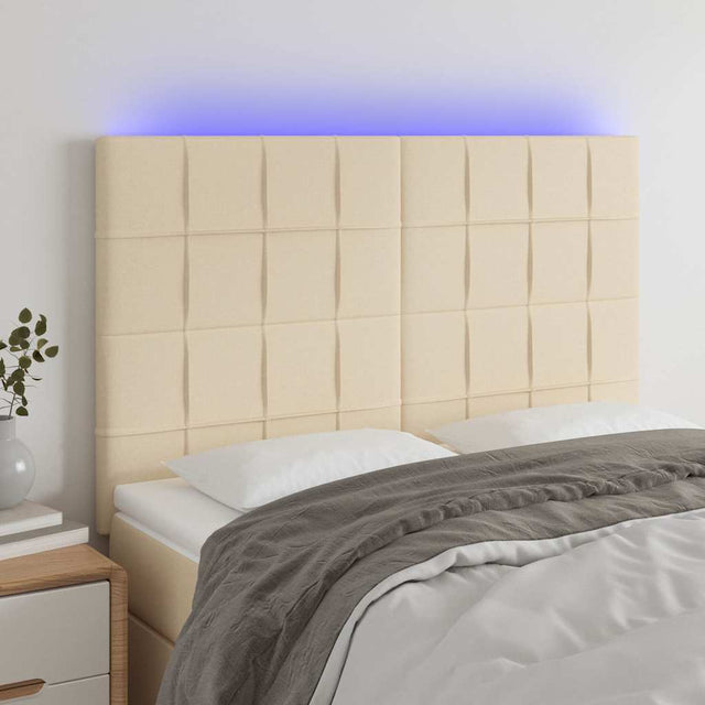 Vidaxl hoofdbord led 144x5x118 128 cm stof crèmekleurig