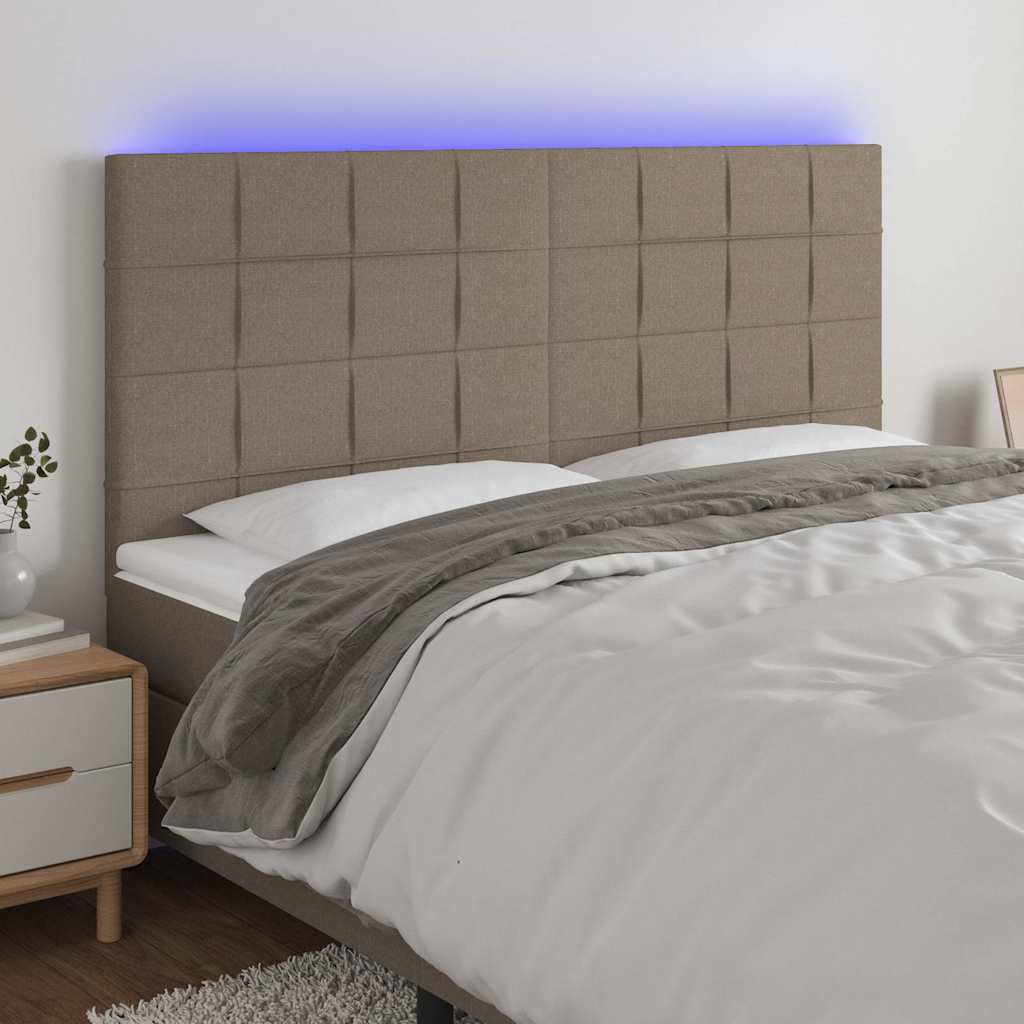 Vidaxl hoofdbord led 160x5x118 128 cm stof taupe