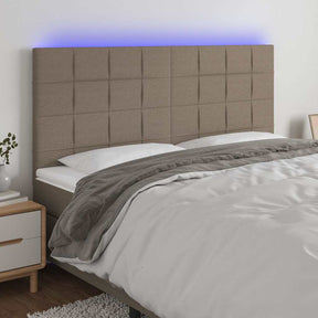 Vidaxl hoofdbord led 160x5x118 128 cm stof taupe