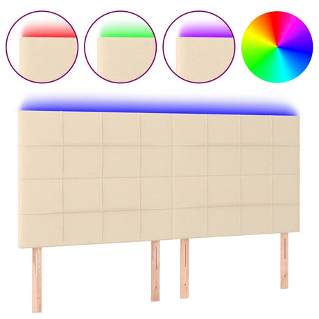 Vidaxl hoofdbord led 160x5x118 128 cm stof crèmekleurig