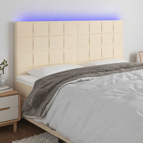 Vidaxl hoofdbord led 160x5x118 128 cm stof crèmekleurig