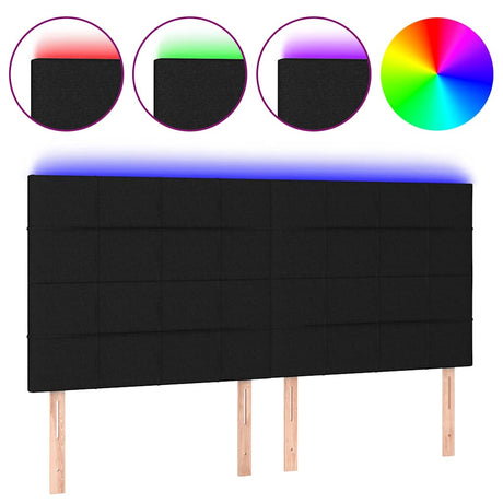 Vidaxl hoofdbord led 180x5x118 128 cm stof zwart