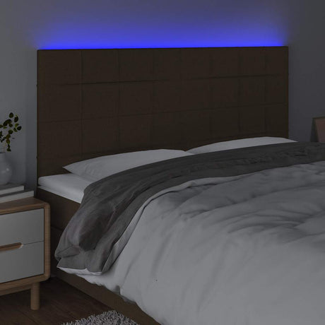 Vidaxl hoofdbord led 180x5x118 128 cm stof donkerbruin
