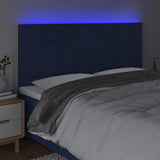 Vidaxl hoofdbord led 180x5x118 128 cm stof blauw