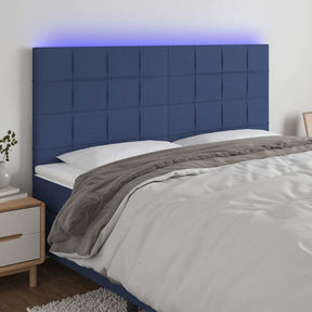 Vidaxl hoofdbord led 180x5x118 128 cm stof blauw