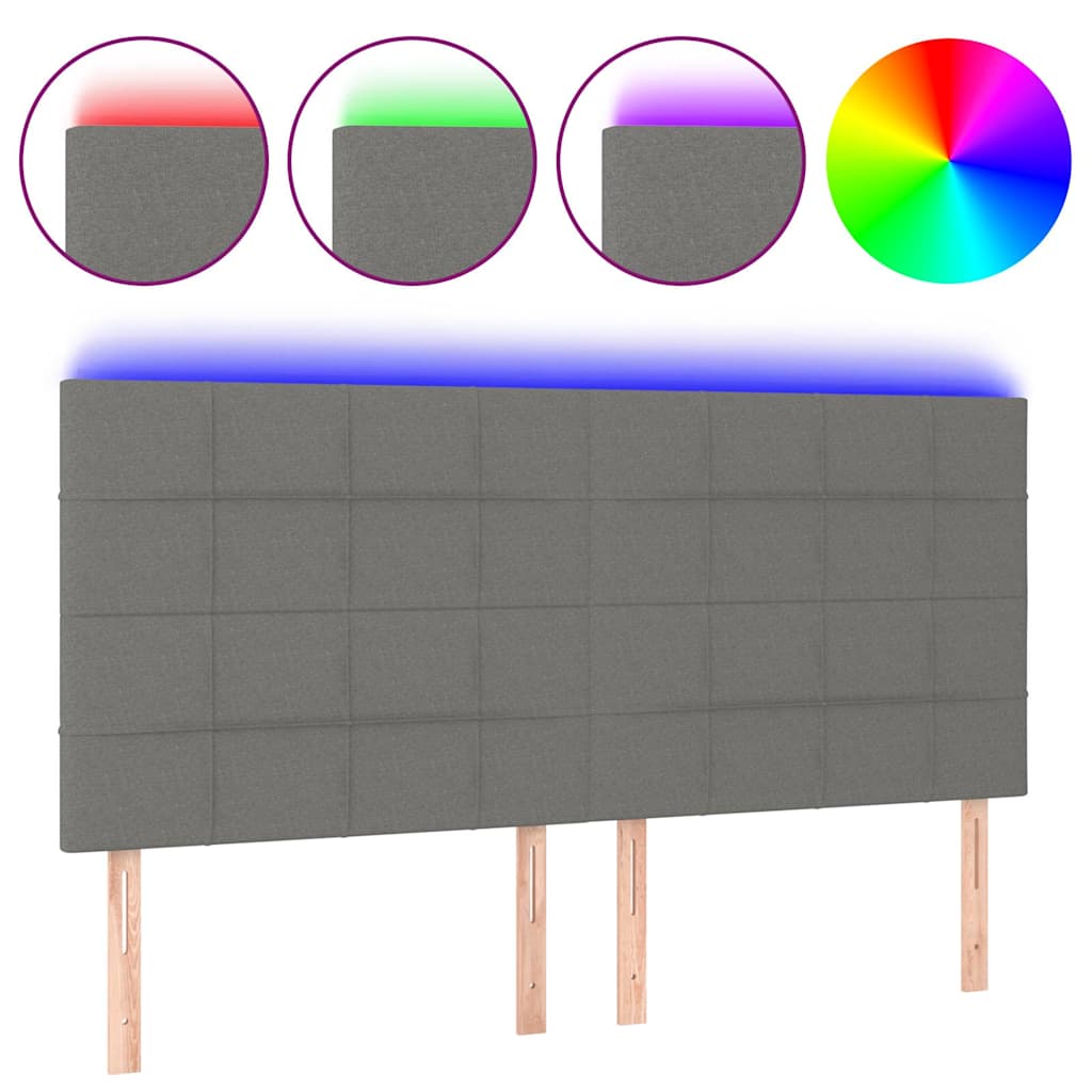 Vidaxl hoofdbord led 200x5x118 128 cm stof donkergrijs