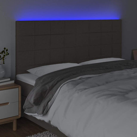 Vidaxl hoofdbord led 200x5x118 128 cm stof taupe