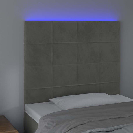 Vidaxl hoofdbord led 80x5x118 128 cm fluweel lichtgrijs