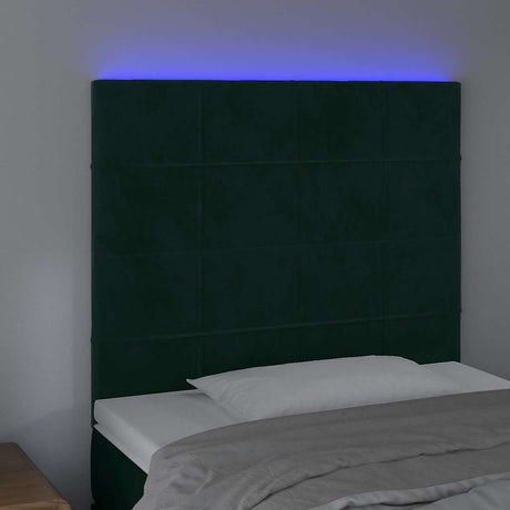 Vidaxl hoofdbord led 80x5x118 128 cm fluweel donkergroen