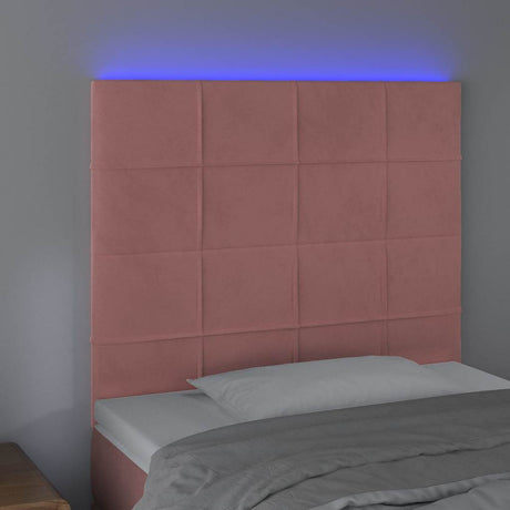 Vidaxl hoofdbord led 90x5x118 128 cm fluweel roze