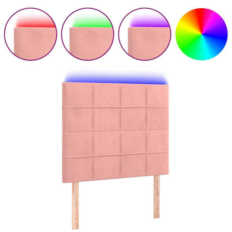 Vidaxl hoofdbord led 100x5x118 128 cm fluweel roze