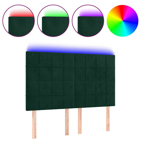 Vidaxl hoofdbord led 144x5x118 128 cm fluweel donkergroen