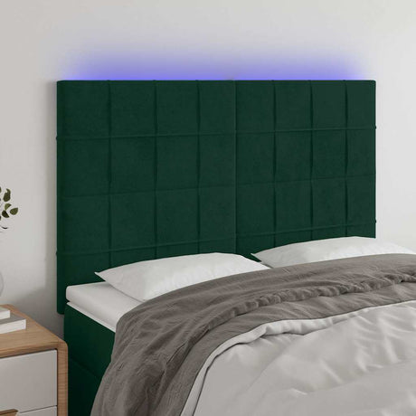 Vidaxl hoofdbord led 144x5x118 128 cm fluweel donkergroen