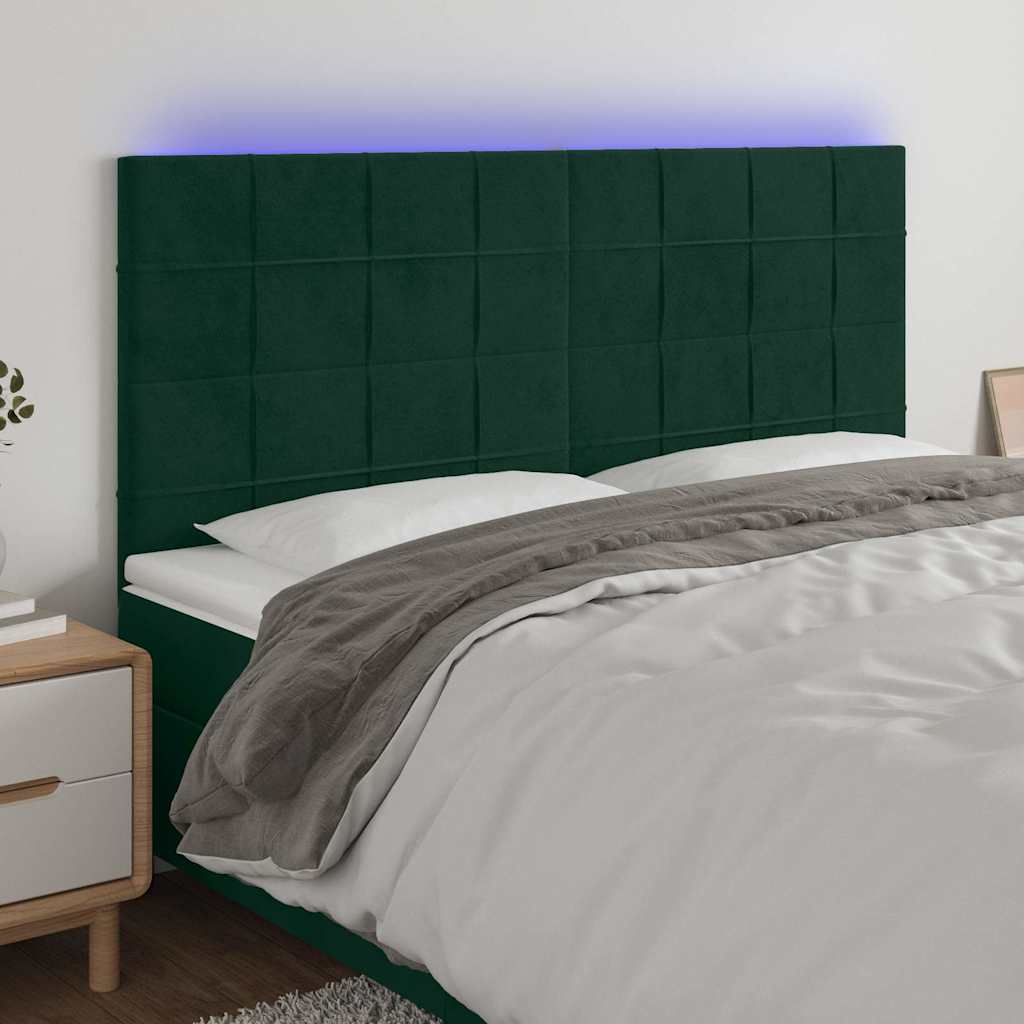 Vidaxl hoofdbord led 160x5x118 128 cm fluweel donkergroen