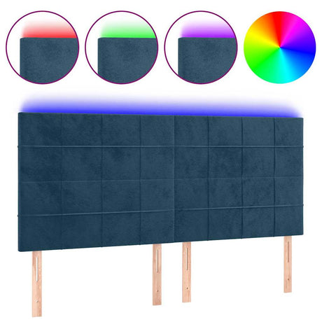 Vidaxl hoofdbord led 160x5x118 128 cm fluweel donkerblauw