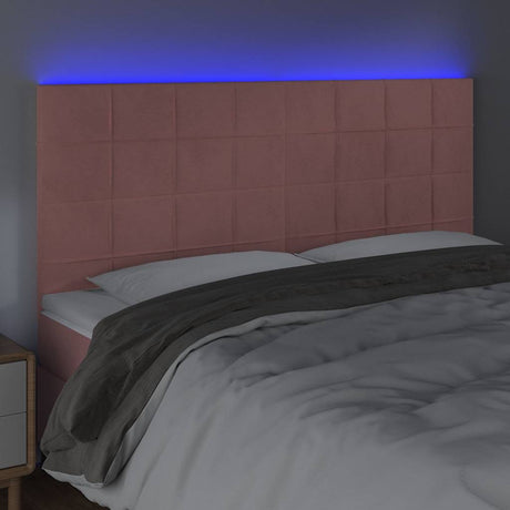 Vidaxl hoofdbord led 160x5x118 128 cm fluweel roze