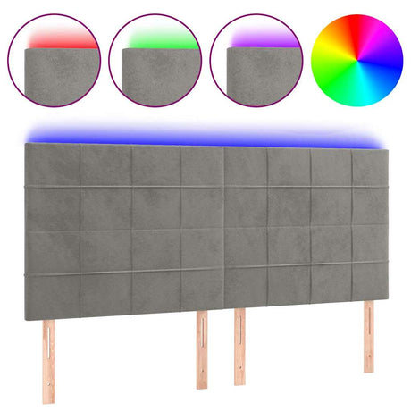 Vidaxl hoofdbord led 200x5x118 128 cm fluweel lichtgrijs