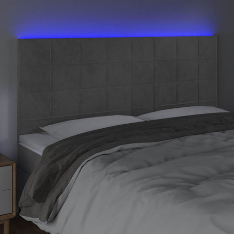 Vidaxl hoofdbord led 200x5x118 128 cm fluweel lichtgrijs
