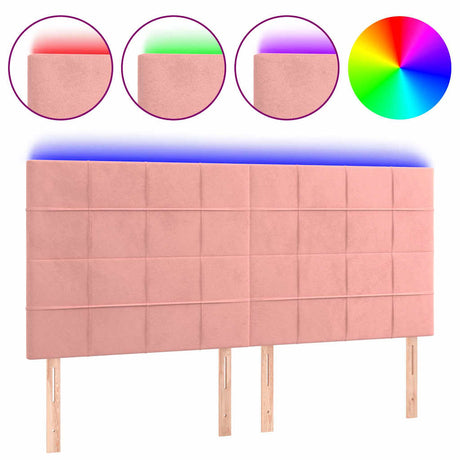 Vidaxl hoofdbord led 200x5x118 128 cm fluweel roze
