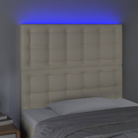 Vidaxl hoofdbord led 90x5x118 128 cm kunstleer crèmekleurig
