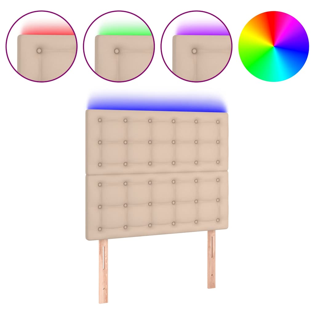 Vidaxl hoofdbord led 100x5x118 128 cm kunstleer cappuccinokleurig