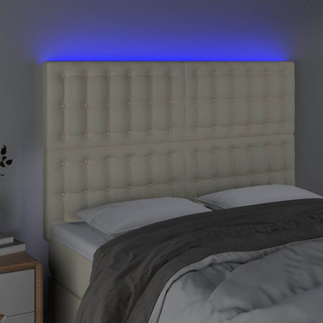Vidaxl hoofdbord led 144x5x118 128 cm kunstleer crèmekleurig