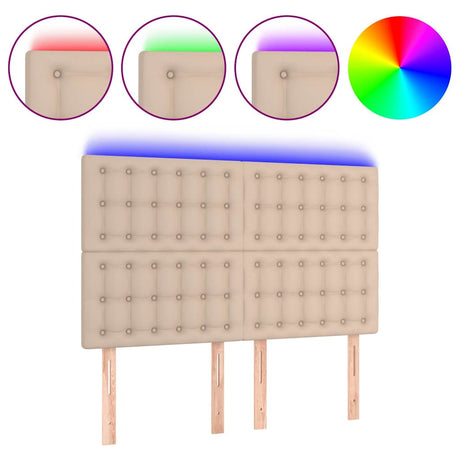 Vidaxl hoofdbord led 144x5x118 128 cm kunstleer cappuccinokleurig