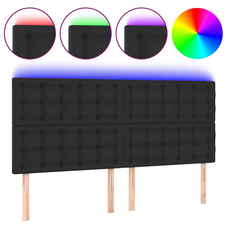 Vidaxl hoofdbord led 160x5x118 128 cm kunstleer zwart