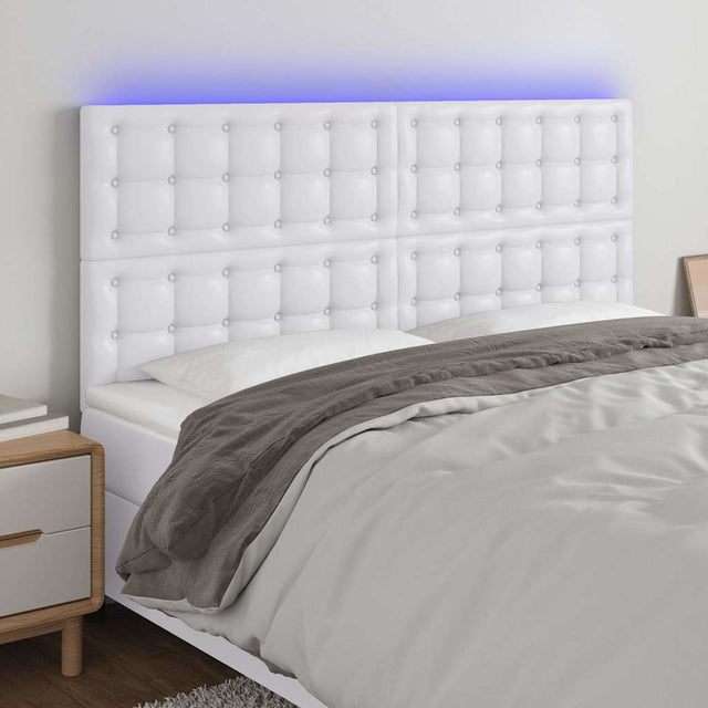 Vidaxl hoofdbord led 160x5x118 128 cm kunstleer wit
